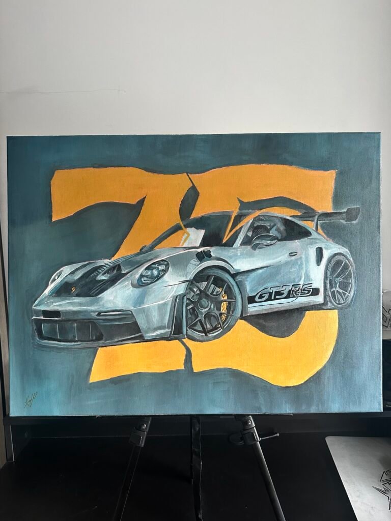 “75 Years” Porsche 911 GT3RS Original Acrylic Painting