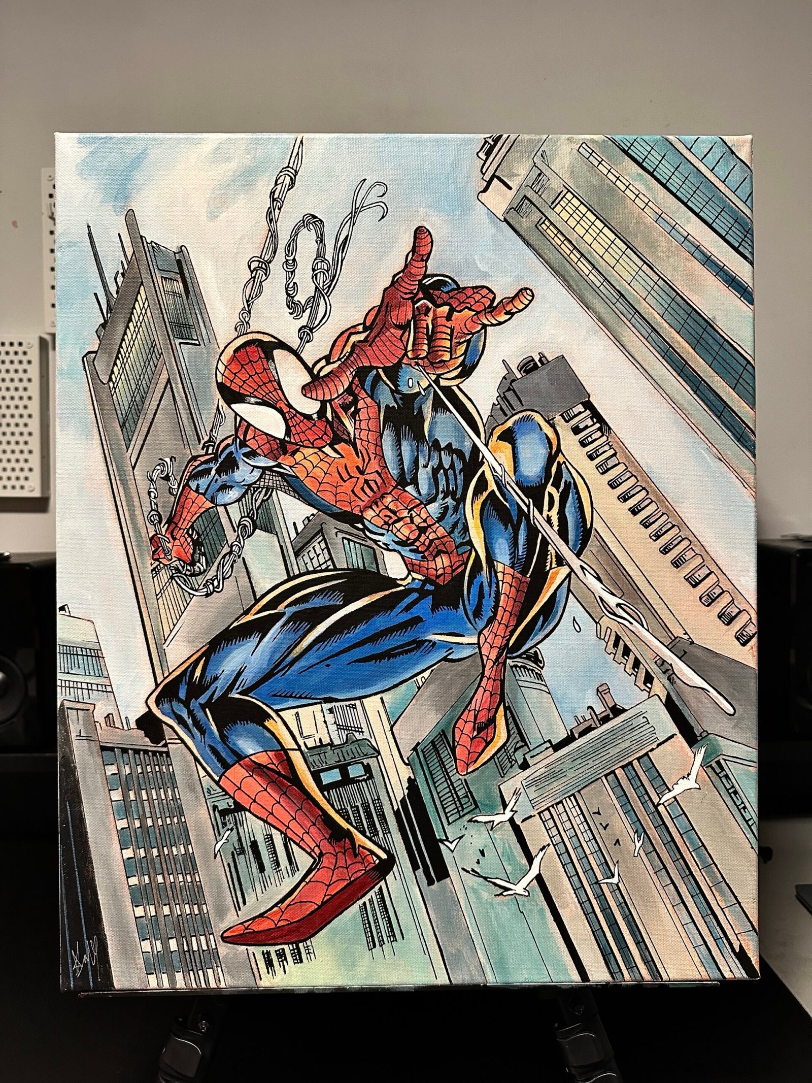 SPIDER-MAN Comic Original Acrylic Painting