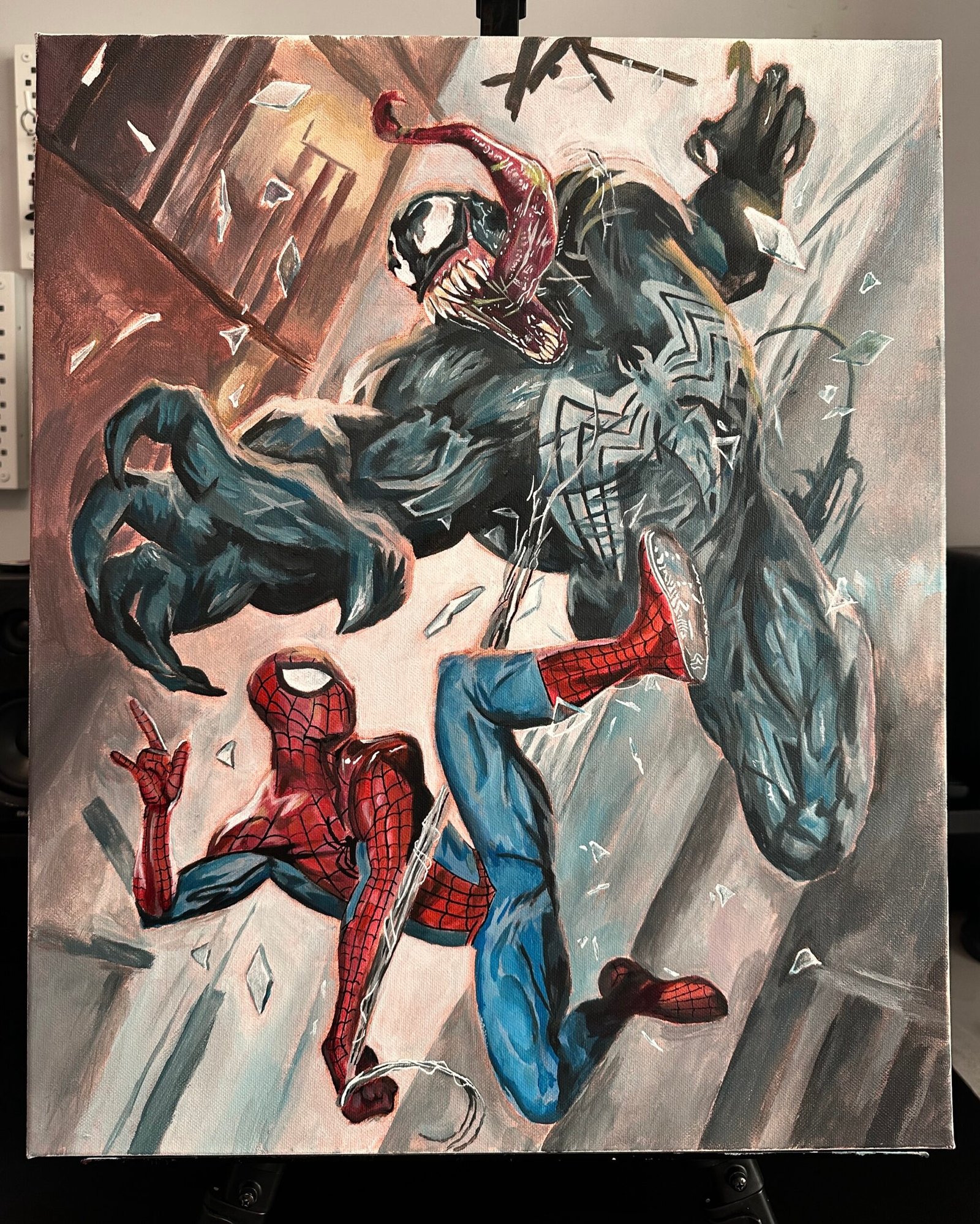 Spider-man Vs Venom Acrylic Painting
